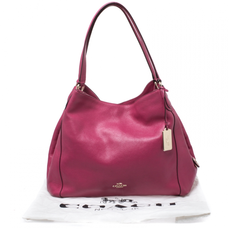Pre Owned Coach Fuchsia Leather Edie Shoulder Bag