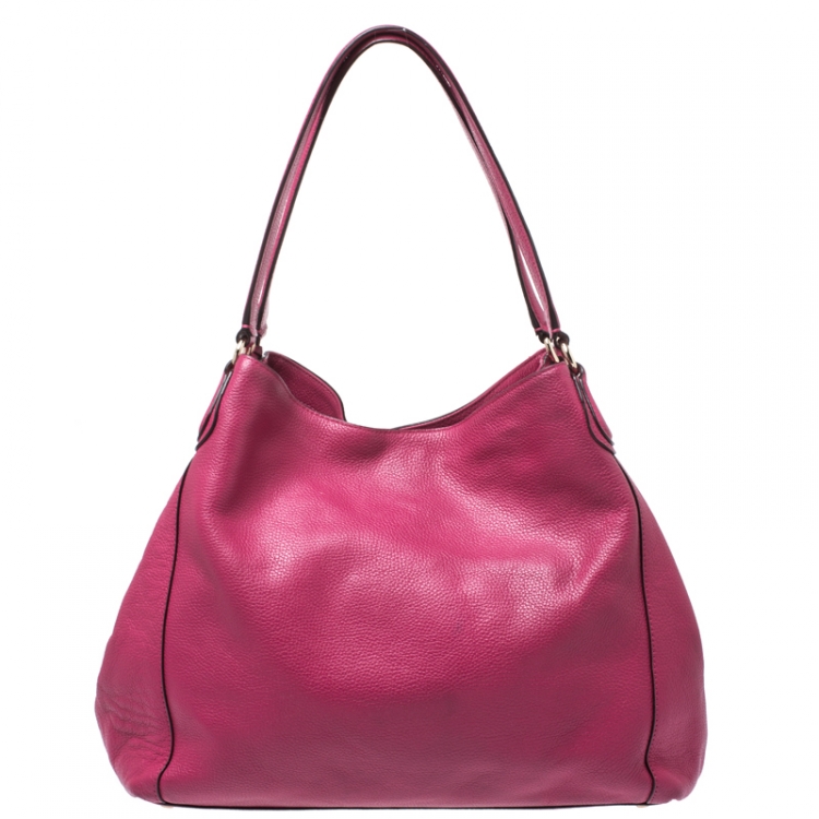 Pre Owned Coach Fuchsia Leather Edie Shoulder Bag
