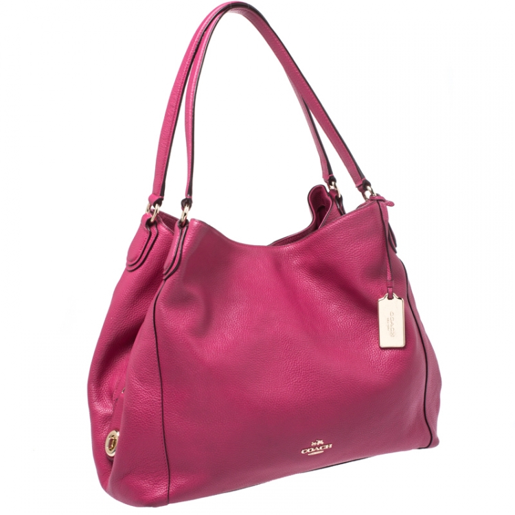 Pre Owned Coach Fuchsia Leather Edie Shoulder Bag