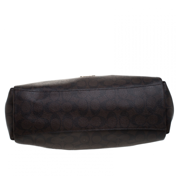 Pre Owned Coach Brown Signature Canvas Small Mia Shoulder Bag
