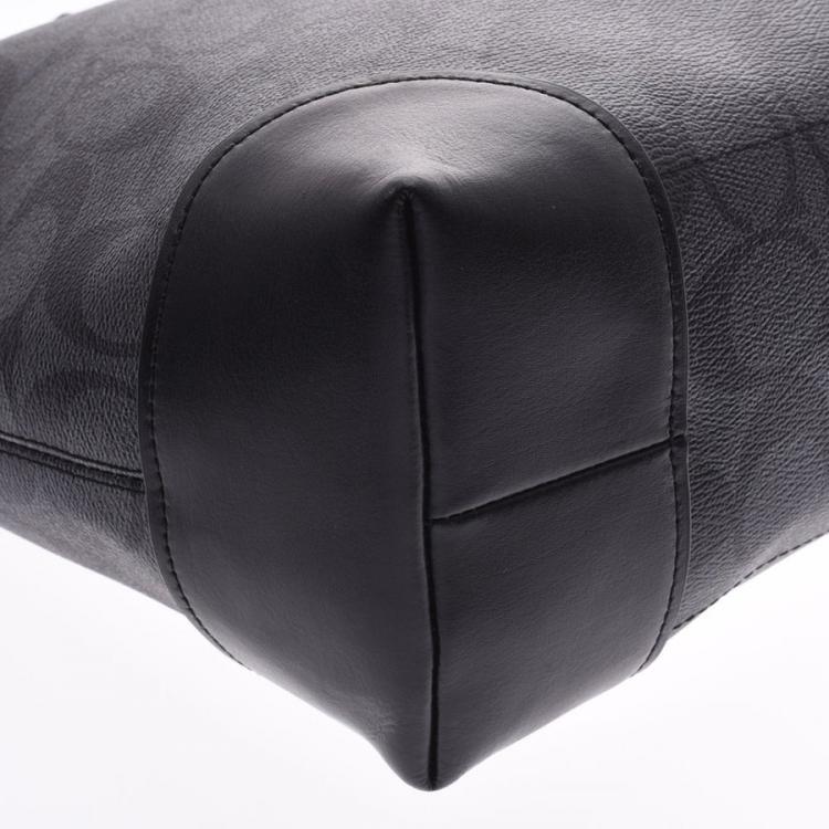 Pre Owned Coach Black/Gray Signature Canvas Tote