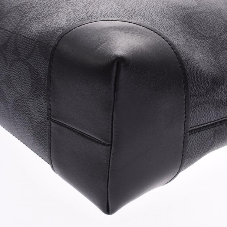 Pre Owned Coach Black/Gray Signature Canvas Tote