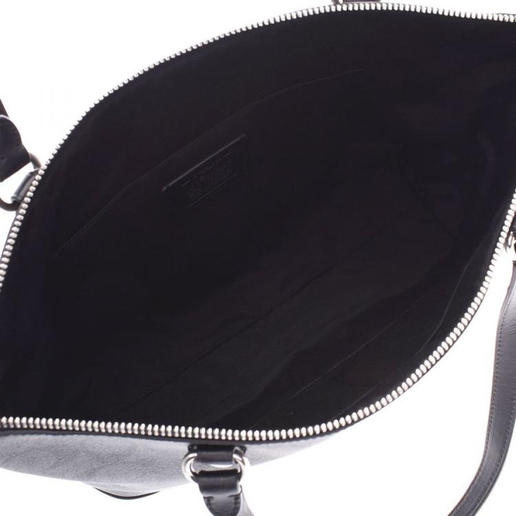 Pre Owned Coach Black/Gray Signature Canvas Tote