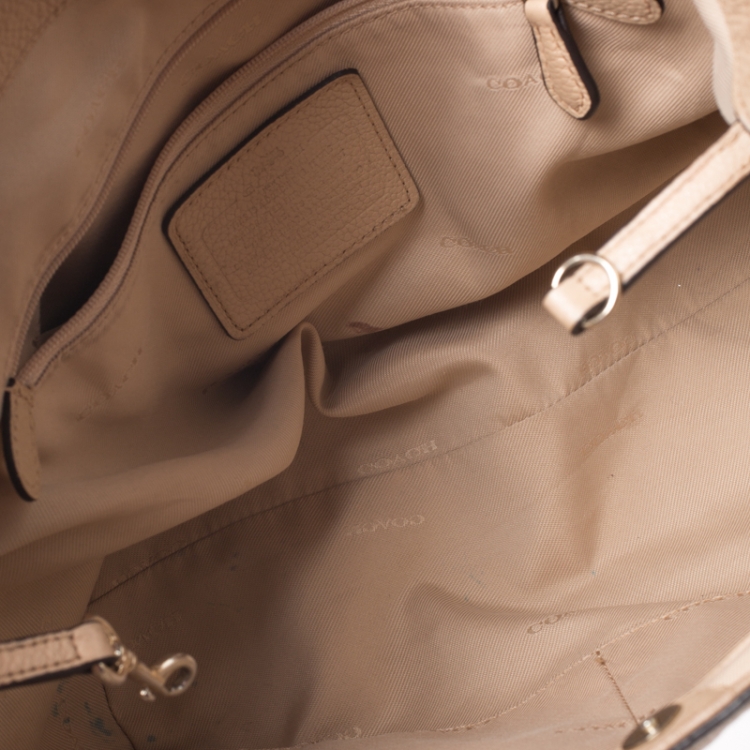 Pre Owned Coach Beige Leather Edie Shoulder Bag