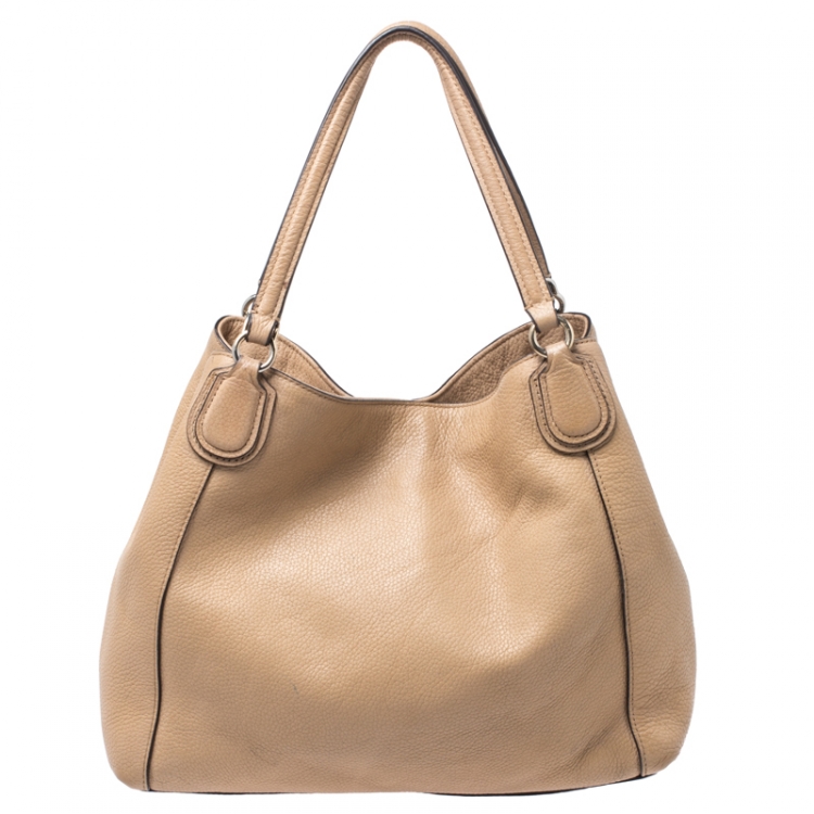 Pre Owned Coach Beige Leather Edie Shoulder Bag