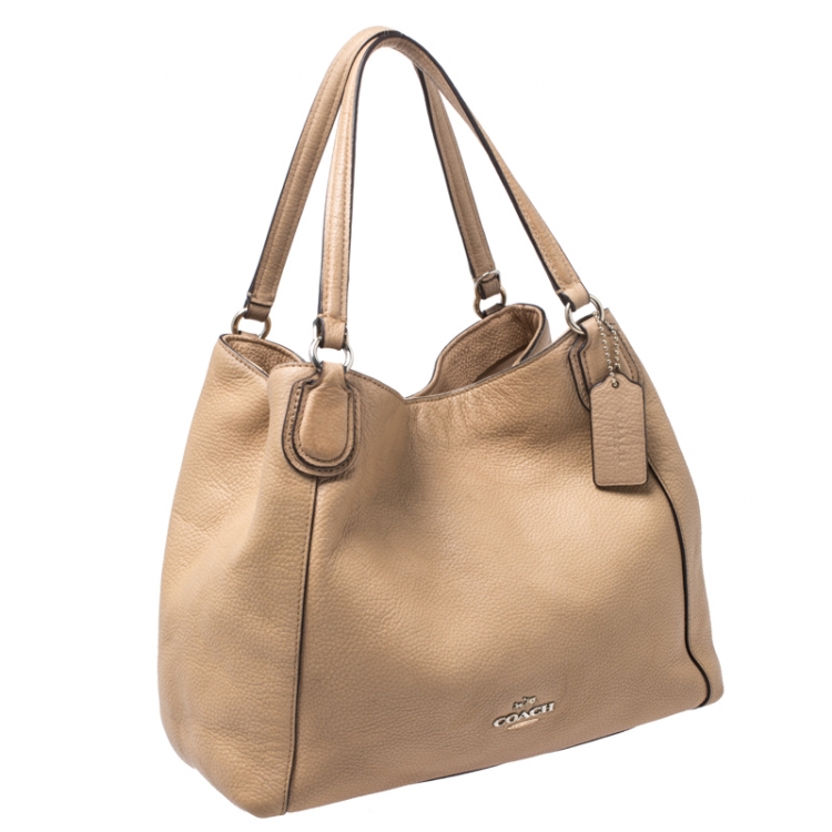 Pre Owned Coach Beige Leather Edie Shoulder Bag
