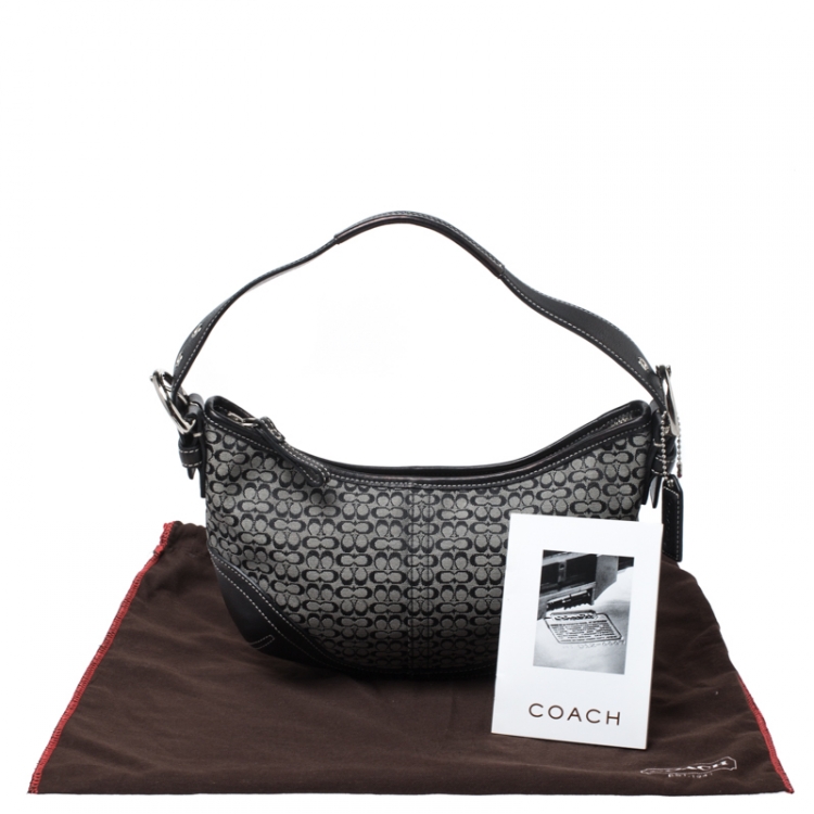 Pre Owned Coach Black Signature Canvas and Leather Soho Hobo