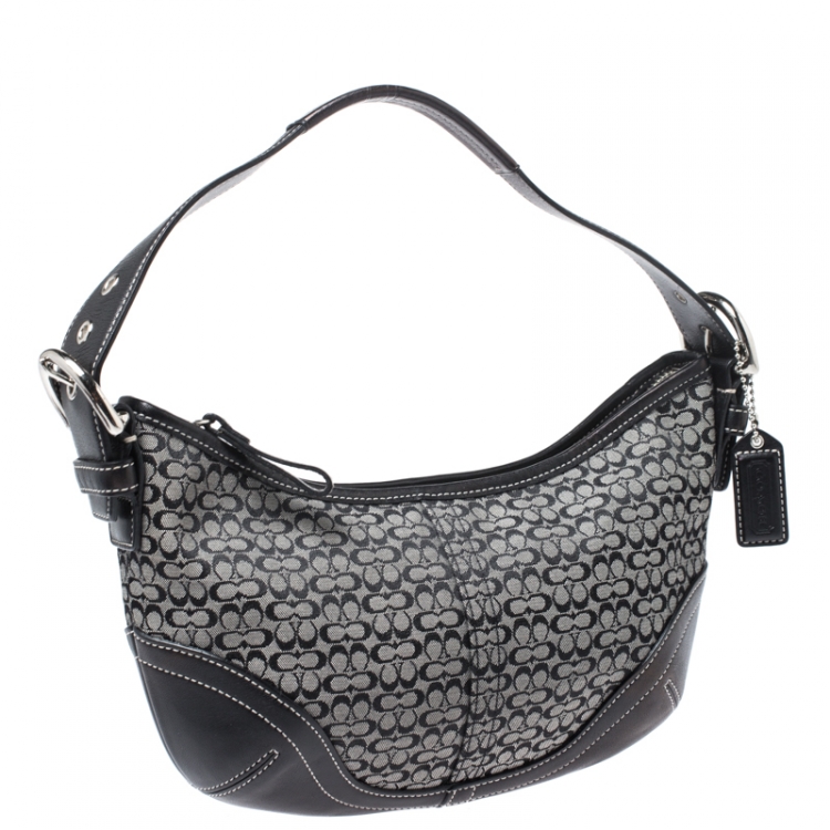 Pre Owned Coach Black Signature Canvas and Leather Soho Hobo