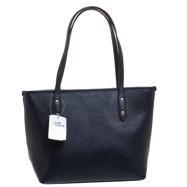 Pre Owned Coach Midnight Blue Leather Mini City Zip Tote