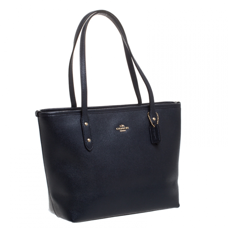 Pre Owned Coach Midnight Blue Leather Mini City Zip Tote