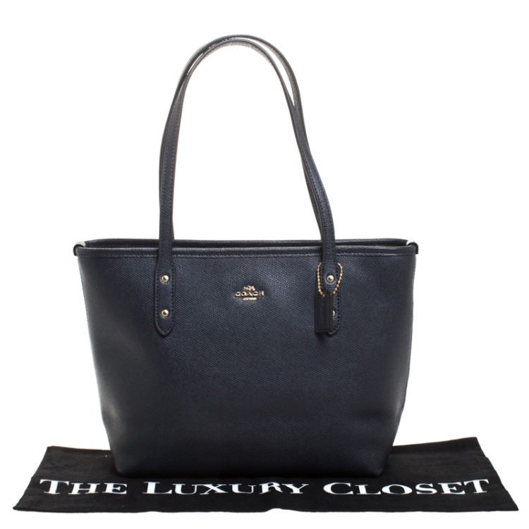 Pre Owned Coach Midnight Blue Leather Mini City Zip Tote