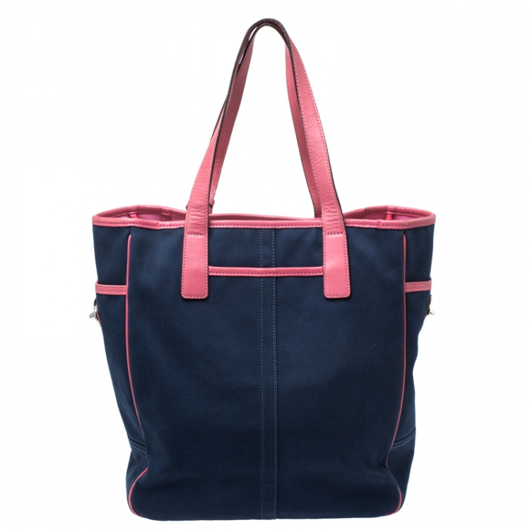 Pre Owned Coach Blue/Pink Bonni Cashin Print Canvas and Leather Tote