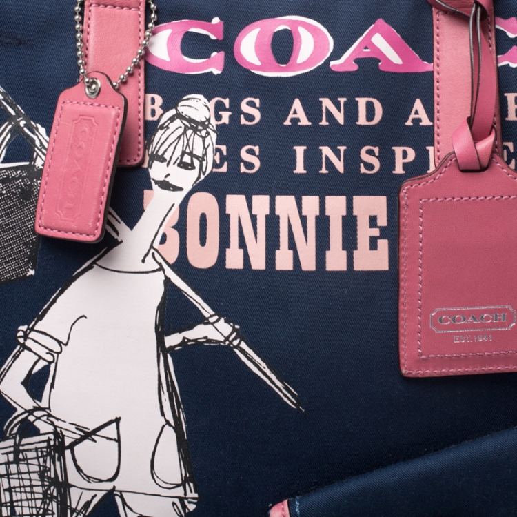 Pre Owned Coach Blue/Pink Bonni Cashin Print Canvas and Leather Tote