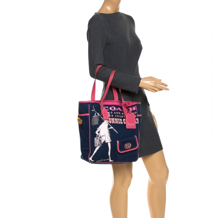 Pre Owned Coach Blue/Pink Bonni Cashin Print Canvas and Leather Tote