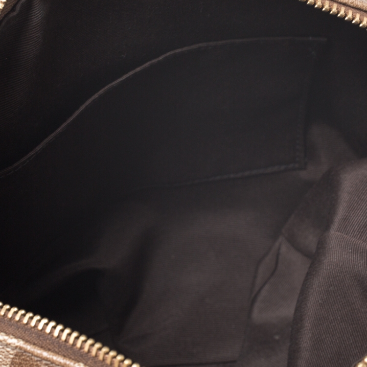 Pre Owned Coach Brown Signature Coated Canvas and Patent Leather Bennett Satchel