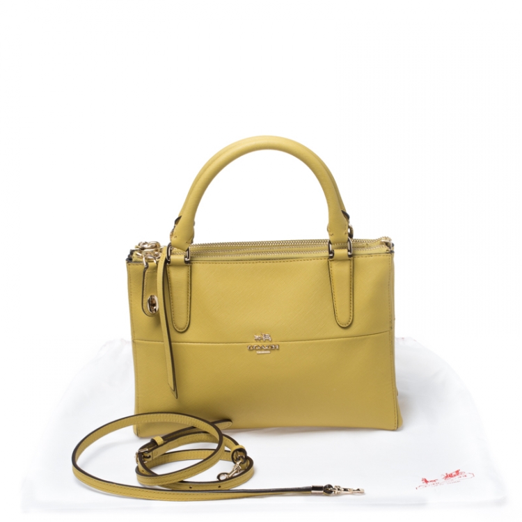 Pre Owned Coach Yellow Leather Crosby Carryall  Tote