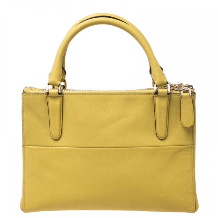 Pre Owned Coach Yellow Leather Crosby Carryall  Tote