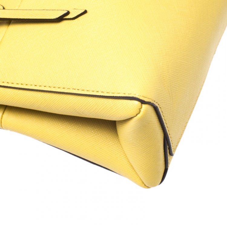 Pre Owned Coach Yellow Leather Crosby Carryall  Tote