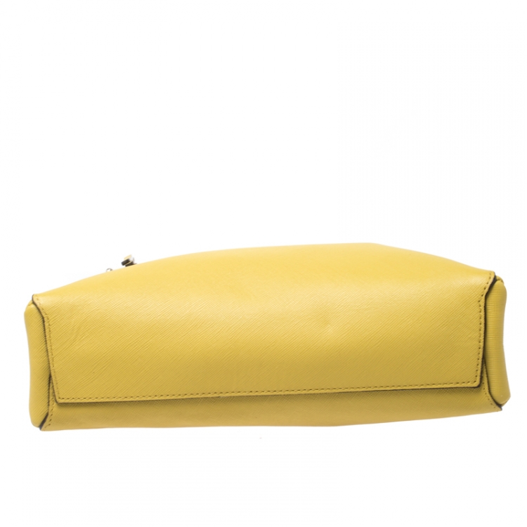 Pre Owned Coach Yellow Leather Crosby Carryall  Tote