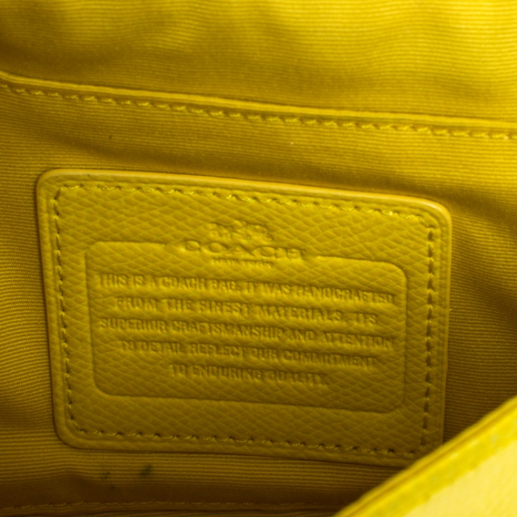 Pre Owned Coach Yellow Leather Flap Crossbody Bag