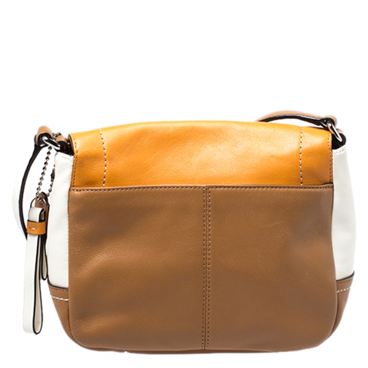 Pre Owned Coach Multicolor Leather Turnlock Flap Crossbody Bag