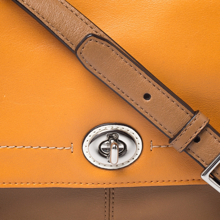 Pre Owned Coach Multicolor Leather Turnlock Flap Crossbody Bag