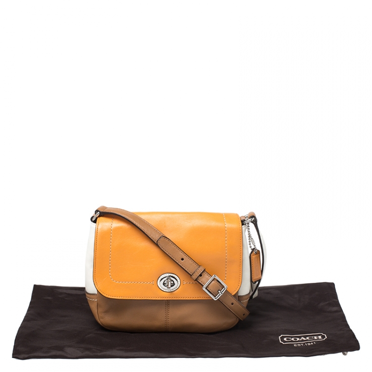 Pre Owned Coach Multicolor Leather Turnlock Flap Crossbody Bag
