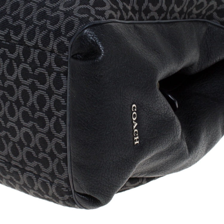 Pre Owned Coach Black OP Art Fabric and Leather Madisson Needlepoint Hobo