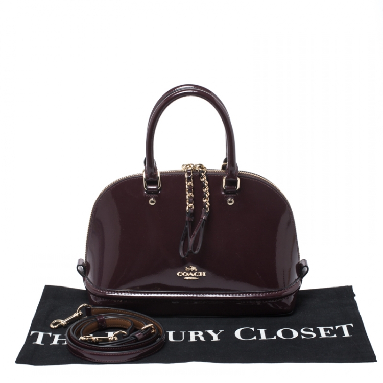 Pre Owned Coach Burgundy Patent Leather Sierra Satchel  