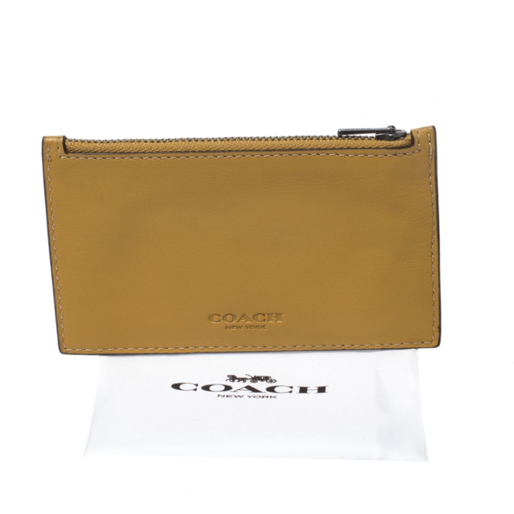 Pre Owned Coach Mustard Leather Card Holder