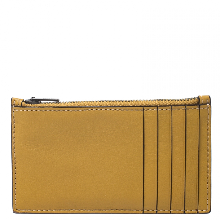 Pre Owned Coach Mustard Leather Card Holder