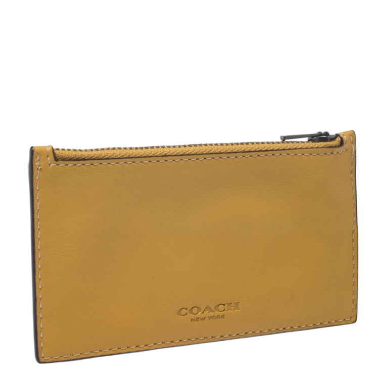 Pre Owned Coach Mustard Leather Card Holder