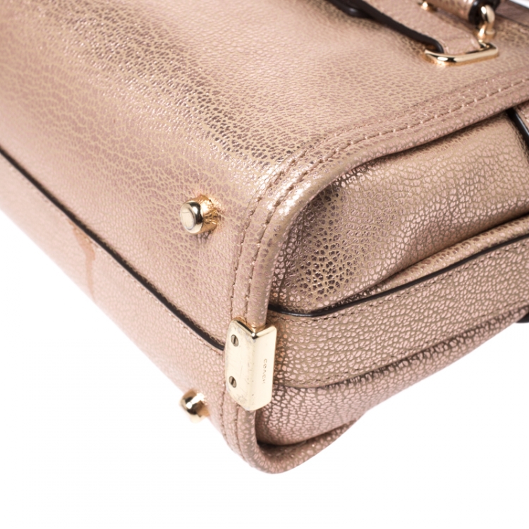 Pre Owned Coach Metallic Rose Gold Leather Swagger 20 Crossbody Bag