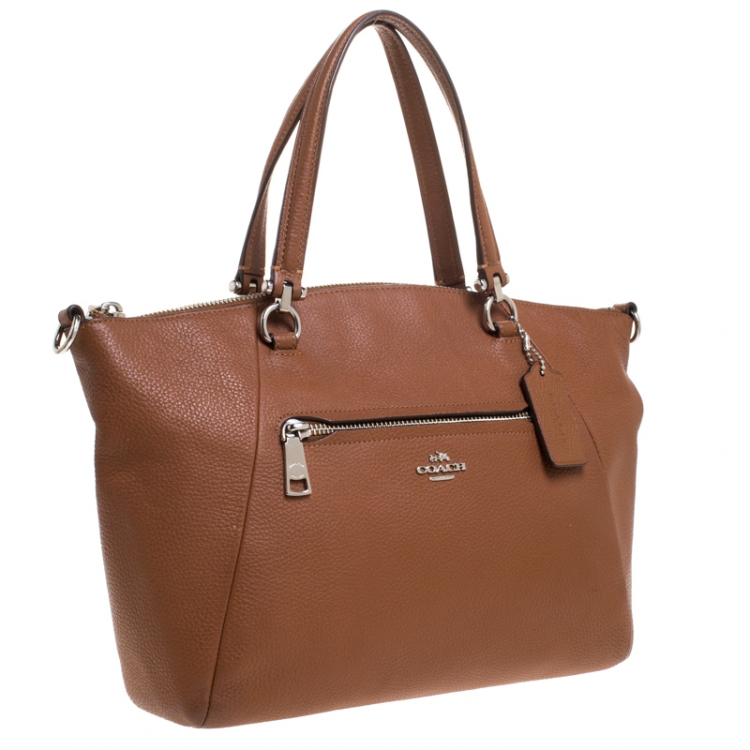 Pre Owned Coach Brown Pebbled Leather Prairie Satchel