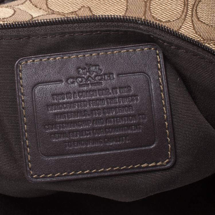Pre Owned Coach Beige/Brown Canvas and Leather Kelsey Satchel