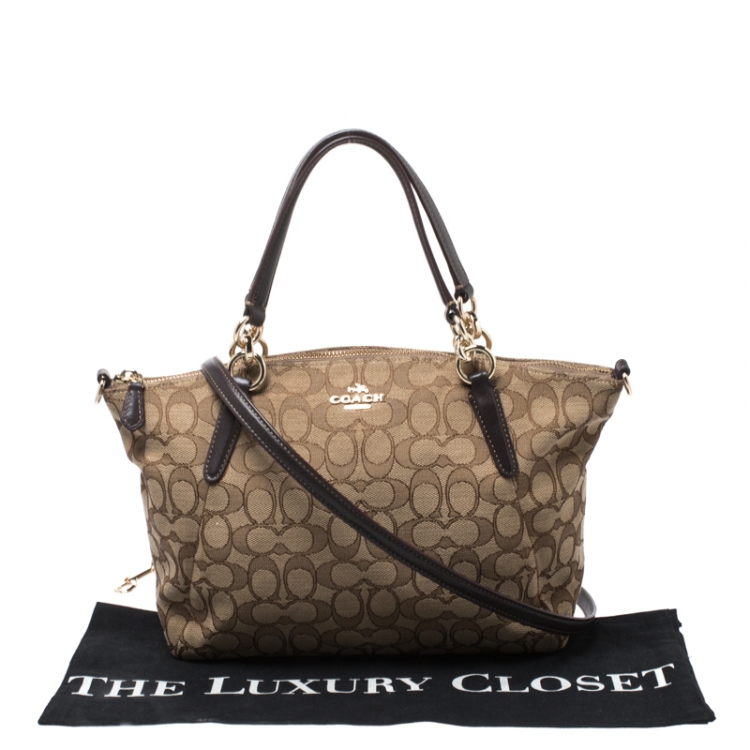 Pre Owned Coach Beige/Brown Canvas and Leather Kelsey Satchel