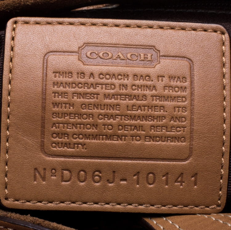 Pre Owned Coach Beige/Brown Signature Canvas/Suede and Leather Baguette