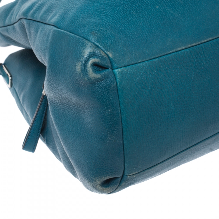 Pre Owned Coach Blue Leather Edie Tote
