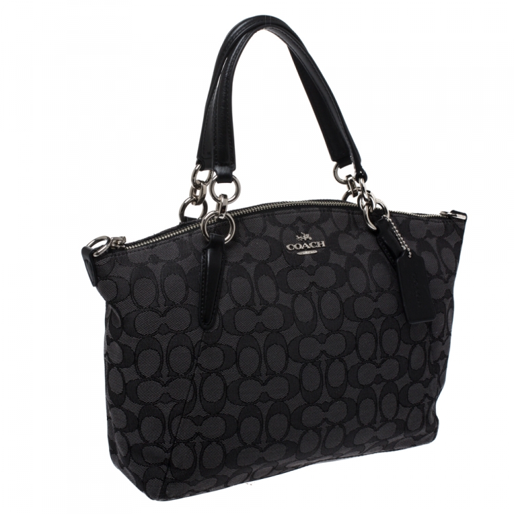 Pre Owned Coach Grey/Black Canvas and Leather Kelsey Satchel