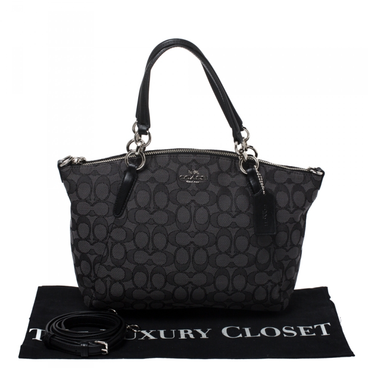 Pre Owned Coach Grey/Black Canvas and Leather Kelsey Satchel