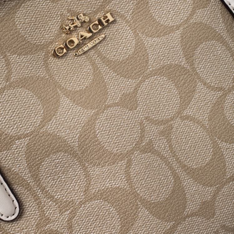 Pre Owned Coach Beige/Cream Coated Canvas Small Christie Carryall Satchel