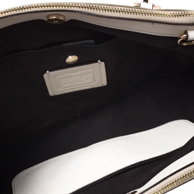 Pre Owned Coach Beige/Cream Coated Canvas Small Christie Carryall Satchel