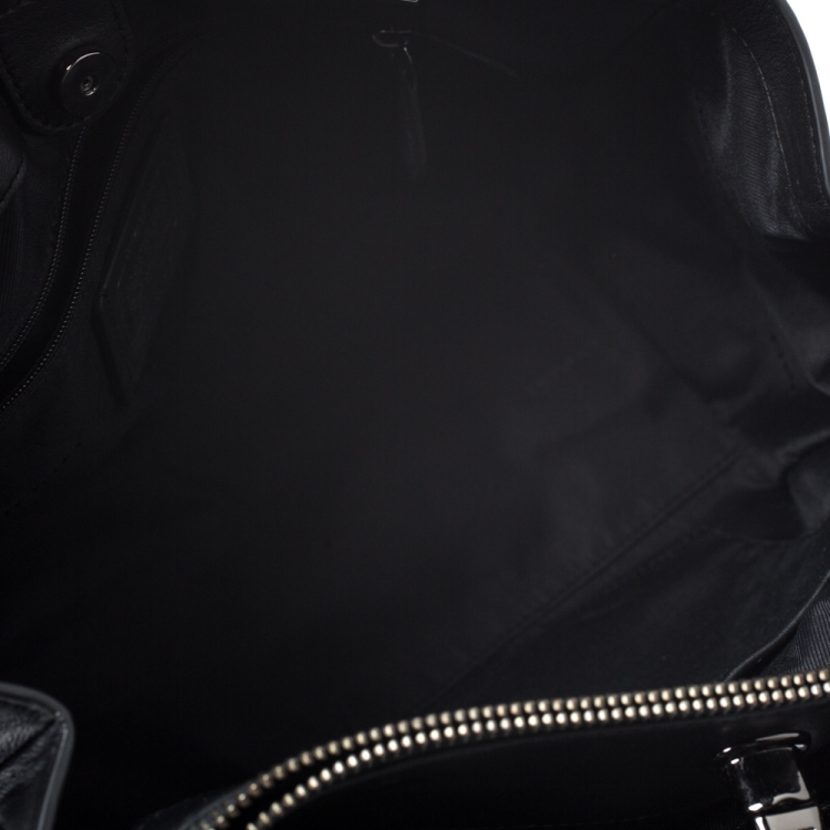 Pre Owned Coach Black Leather Turnlock Tote