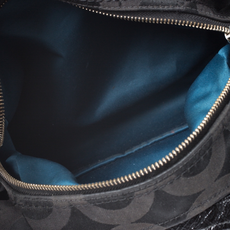 Pre Owned Coach Black Signature Canvas and Leather Mia Shoulder Bag