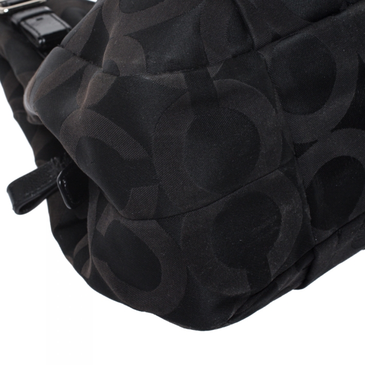Pre Owned Coach Black Signature Canvas and Leather Mia Shoulder Bag