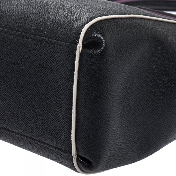 Pre Owned Coach Black Multicolor Leather Small Christie Carryall Satchel   