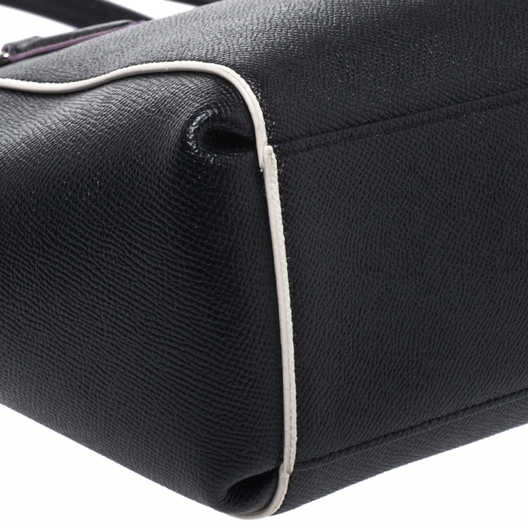 Pre Owned Coach Black Multicolor Leather Small Christie Carryall Satchel   
