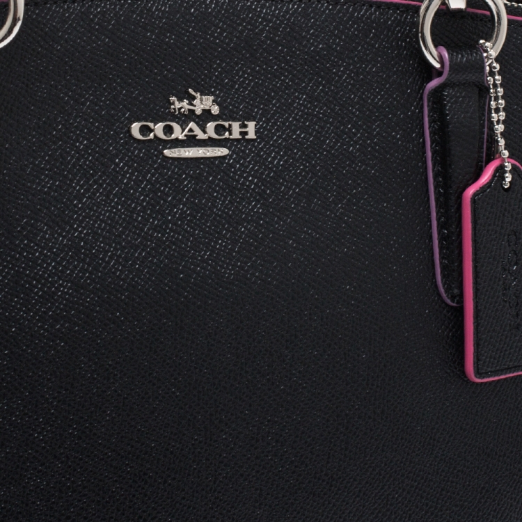 Pre Owned Coach Black Multicolor Leather Small Christie Carryall Satchel   