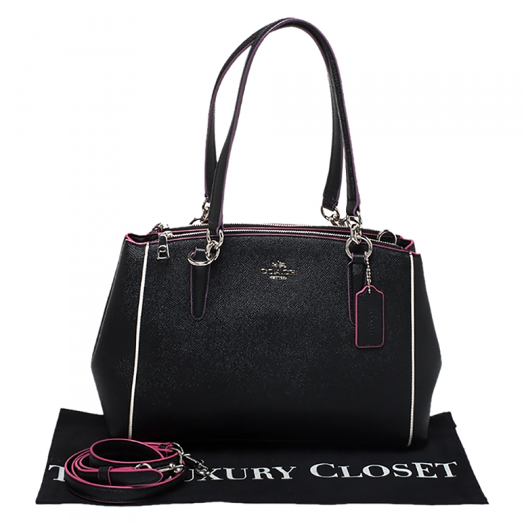 Pre Owned Coach Black Multicolor Leather Small Christie Carryall Satchel   