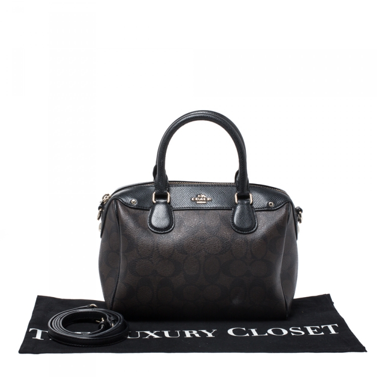Pre Owned Coach Brown Signature Coated Canvas and Leather Mini Bennett Satchel